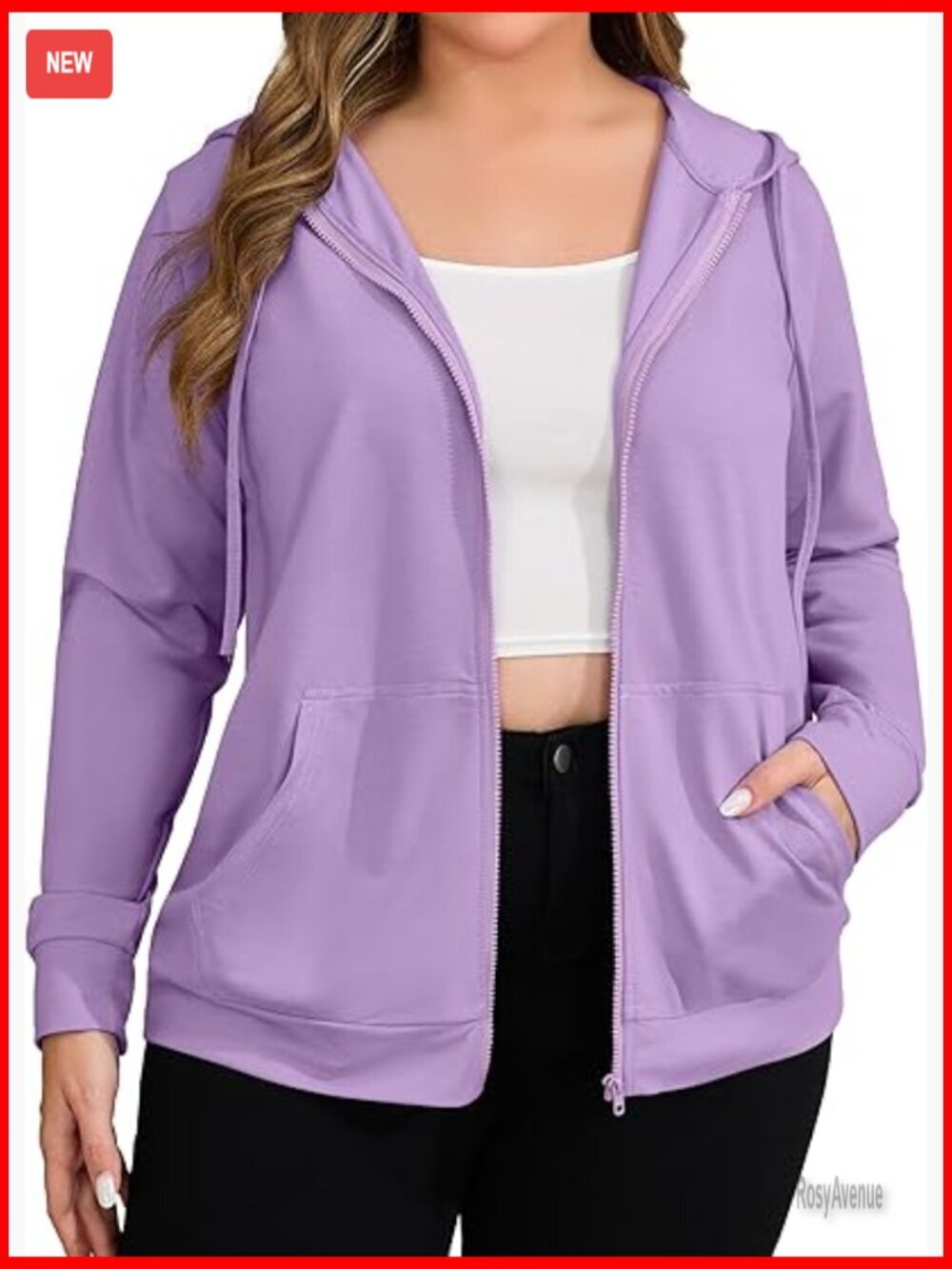 Plus Size Zip Up Hoodie Lightweight Jacket with Pockets Fashion Casual Tops